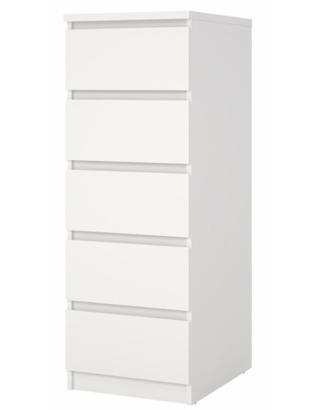 Cassettiera alta 5 cassetti Maxi profondità Bianco opaco