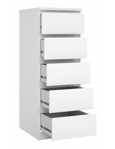 Cassettiera alta 5 cassetti Maxi profondità Bianco opaco