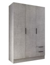 Armadio guardaroba 3 ante - 2 cassetti Cemento