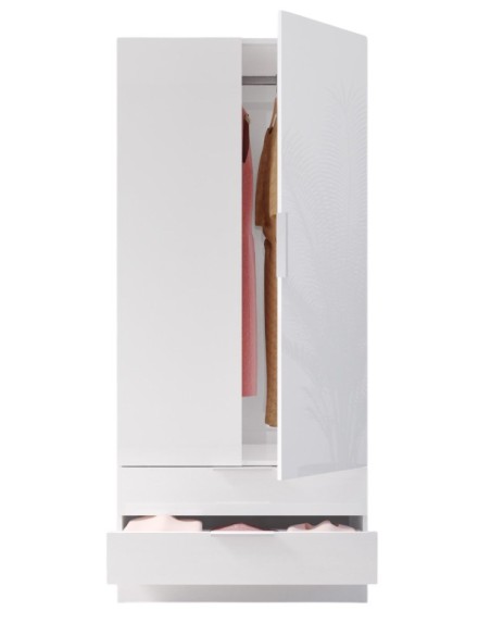 Armadio guardaroba 2 ante - 2 cassetti Bianco opaco