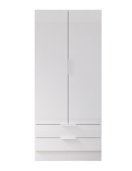 Armadio guardaroba 2 ante - 2 cassetti Bianco opaco