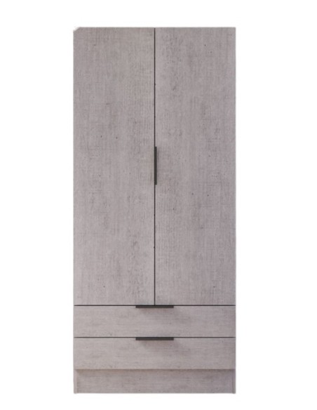 Armadio guardaroba 2 ante - 2 cassetti Cemento