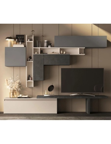 Parete attrezzata Ardesia - Cashmere - Piombo 100