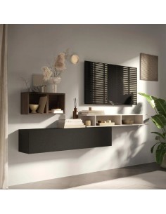 Parete soggiorno sospesa Cashmere - Lava - Mercure 102