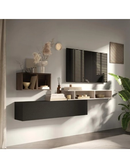 Parete soggiorno sospesa Cashmere - Lava - Mercure 102