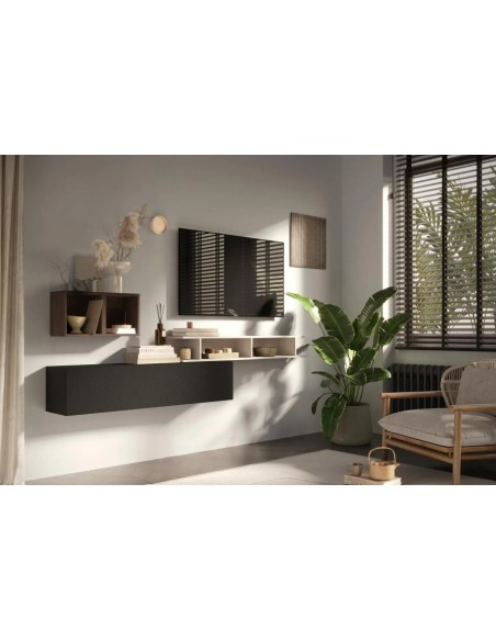 Parete soggiorno sospesa Cashmere - Lava - Mercure 102