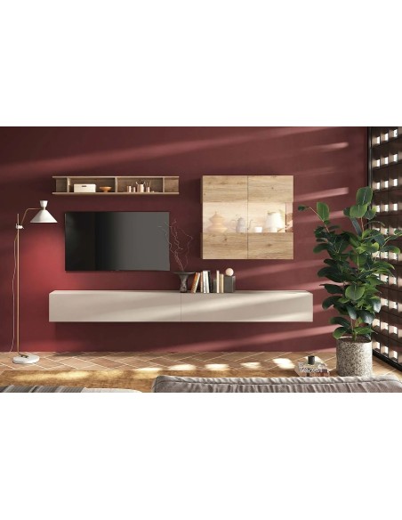 Parete soggiorno sospesa Cashmere - Rovere Kadiz 123