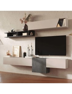 Parete soggiorno sospesa Cashmere - Piombo 125