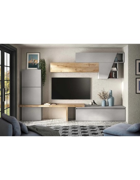 Parete soggiorno Rovere kadiz - Gesso