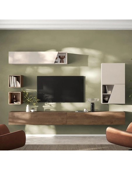 Parete soggiorno sospesa Cashmere - Mercure 129