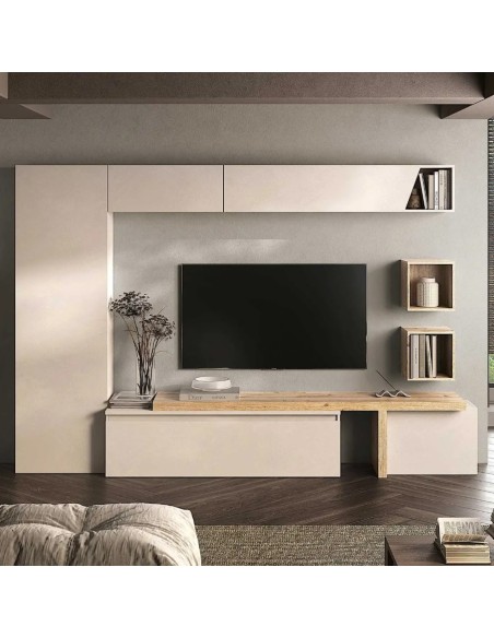 Parete attrezzata Rovere kadiz - Cashmere 135