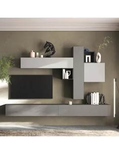 Parete soggiorno sospesa Ardesia - Piombo - Gesso 140