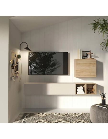 Parete soggiorno sospesa Cashmere - Rovere kadiz 109