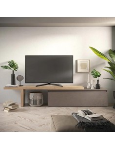 Porta TV  1 cassetto con mensolone Bronzo - Rovere 156