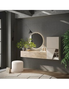 Mobile ingresso sospeso pensile + cubi Rovere - Cashmere (Specchio escluso)