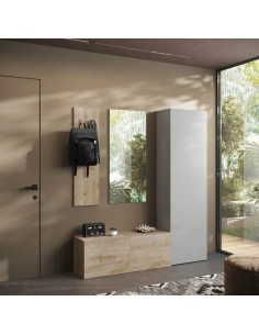 Mobile ingresso con pannello appendiabiti Rovere - Gesso (Specchio escluso)  152