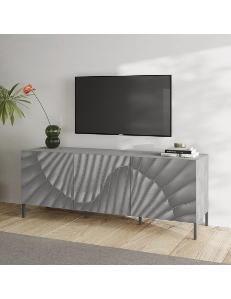 Porta TV 3 ante serigrafate Cemento