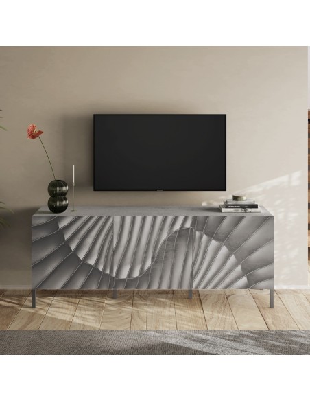 Porta TV 3 ante serigrafate Cemento