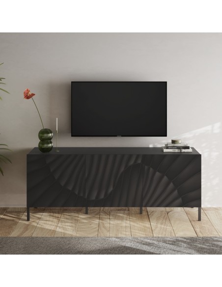 Porta TV 3 ante serigrafate Antracite lucido