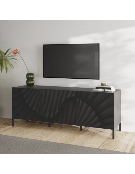 Porta TV 3 ante serigrafate Antracite lucido