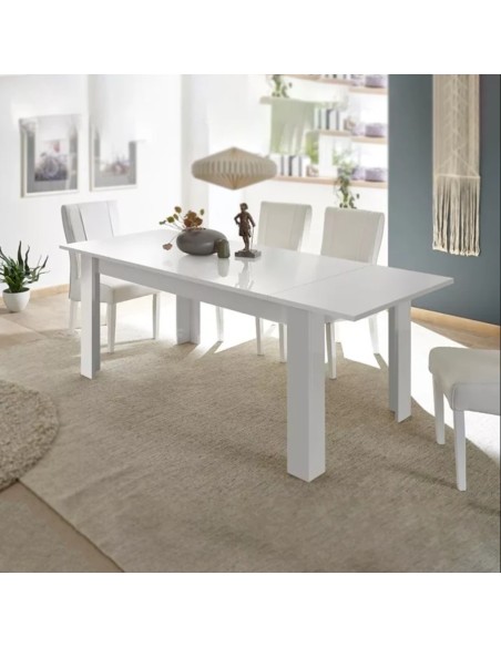 Tavolo allungabile Bianco lucido laccato (Sedie escluse)
