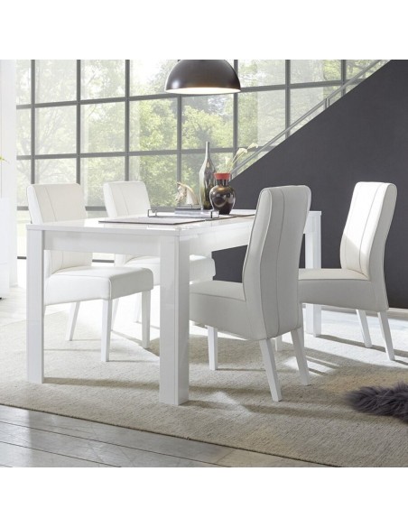 Tavolo allungabile Bianco lucido laccato (Sedie escluse)