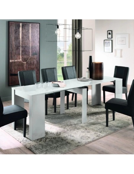 Tavolo consolle allungabile Bianco lucido laccato