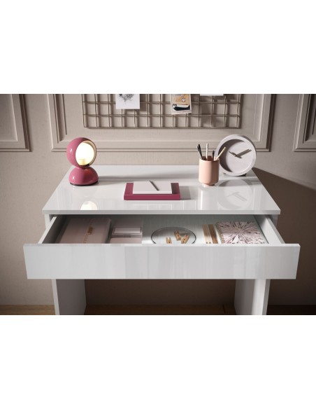 Scrivania piccola 1 cassetto 78 x 50 x 76 H Bianco lucido