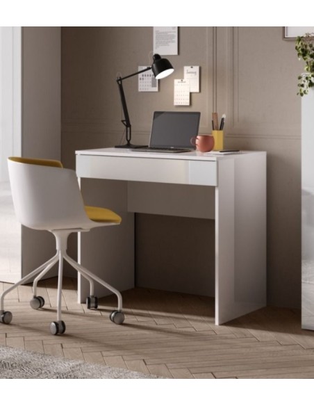 Scrivania piccola 1 cassetto 78 x 50 x 76 H Bianco lucido