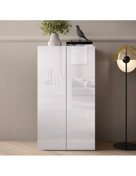 Mobile ufficio / ingresso 2 ante Bianco lucido 63 x 35 x 114 H