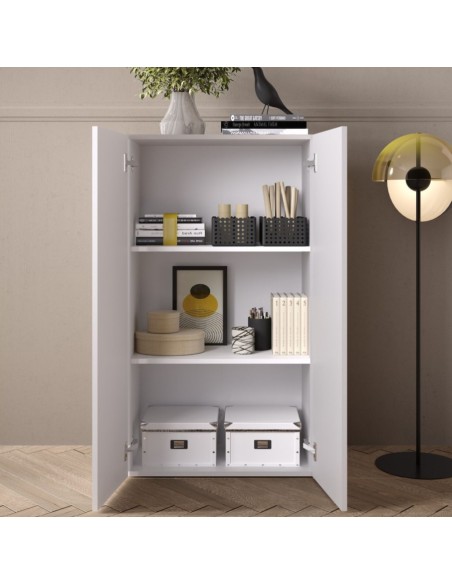 Mobile ufficio / ingresso 2 ante Bianco lucido 63 x 35 x 114 H