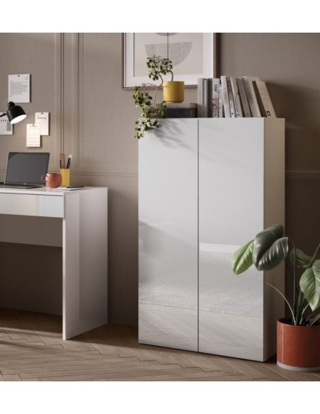Mobile ufficio / ingresso 2 ante Bianco lucido 63 x 35 x 114 H