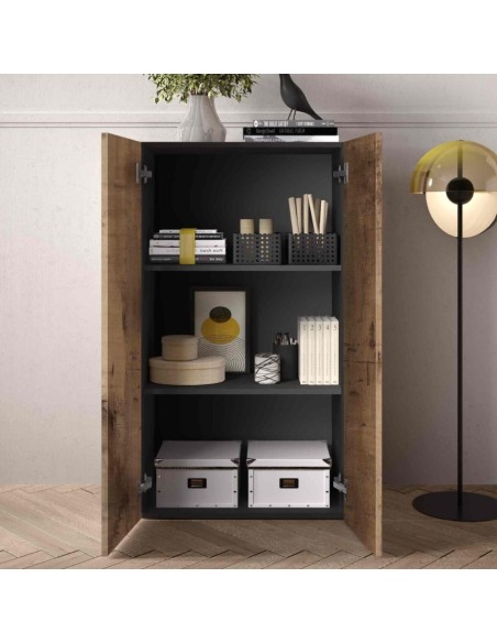 Mobile ufficio / ingresso 2 ante Nero/Pero 63 x 35 x 114 H