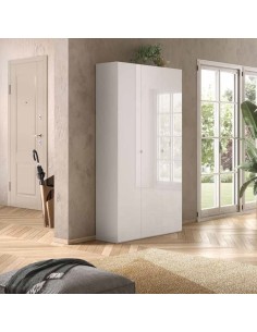 Armadio multiuso/scarpiera 3 ante - 12 ripiani Bianco lucido