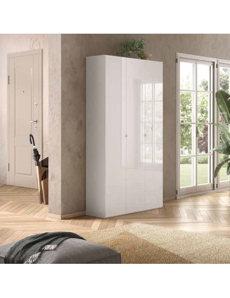 Armadio multiuso/scarpiera 3 ante - 12 ripiani Bianco lucido
