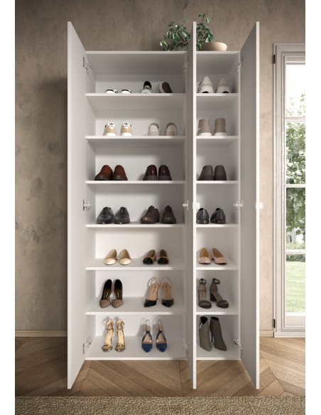 Armadio multiuso/scarpiera 3 ante - 12 ripiani Bianco lucido