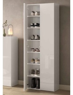 Armadio multiuso/scarpiera 2 ante - 6 ripiani Alto Bianco lucido