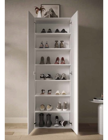 Armadio multiuso/scarpiera 2 ante - 6 ripiani Alto Bianco lucido