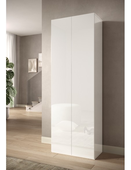 Armadio multiuso/scarpiera 2 ante - 6 ripiani Alto Bianco lucido