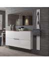 Scarpiera ingresso sospesa con specchio e appendiabiti Bianco lucido/Rovere artisan