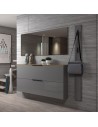 Scarpiera ingresso sospesa con specchio e appendiabiti Grigio lucido/Rovere artisan cm 160 x 19 x 80 H