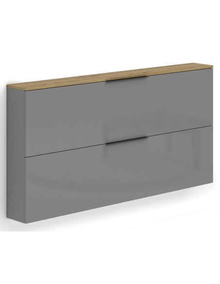 Scarpiera ingresso sospesa con specchio e appendiabiti Grigio lucido/Rovere artisan cm 160 x 19 x 80 H