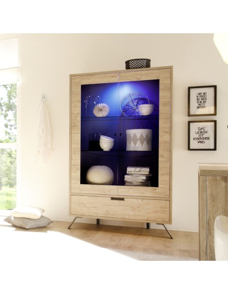 Vetrina 2 ante - 1 cassetto Rovere sherwood