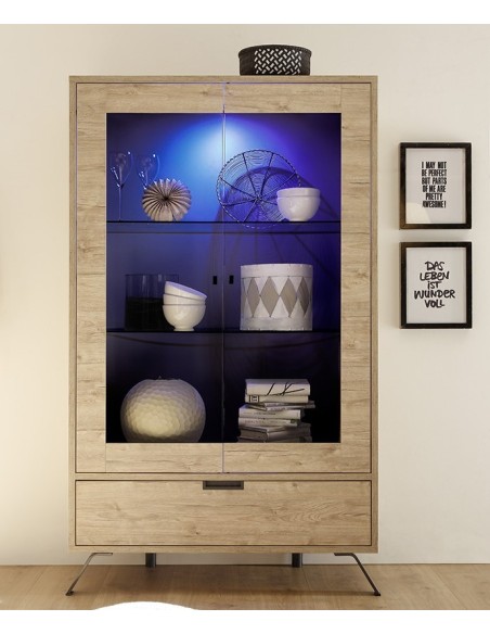 Vetrina 2 ante - 1 cassetto Rovere sherwood