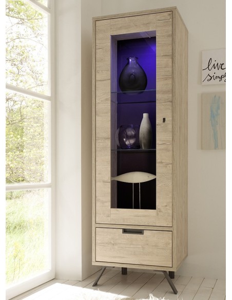 Vetrina alta 1 anta - 1 cassetto Rovere sherwood