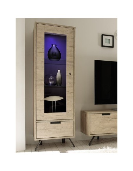 Vetrina alta 1 anta - 1 cassetto Rovere sherwood