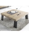 Tavolino basso soggiorno con gambe in metallo Rovere sherwood