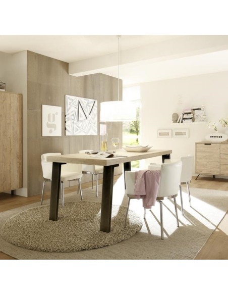Tavolo soggiorno con gambe in metallo Rovere sherwood