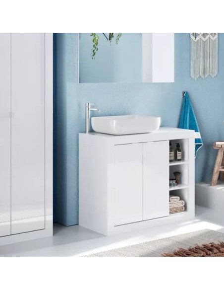 Mobile bagno da terra cm 92 x 45 x 92 H Bianco laccato (Specchio escluso)