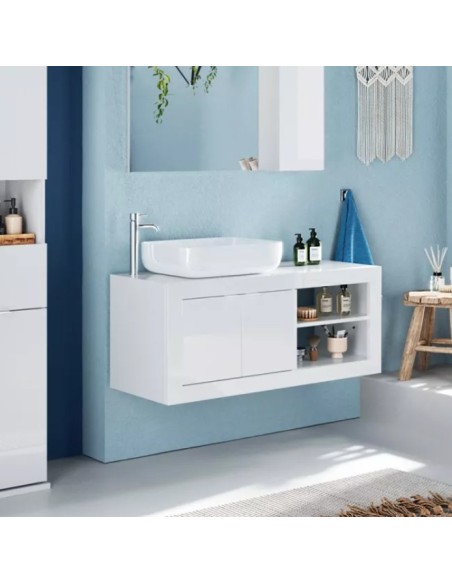 Mobile bagno sospeso cm 110 x 45 x 92 H Bianco laccato (Specchio escluso)